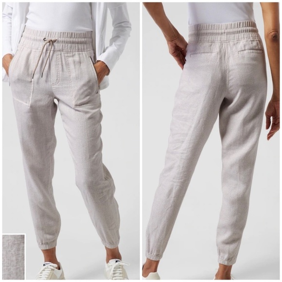 Athleta Pants & Jumpsuits Athleta Cabo Linen Jogger Pants In Micro